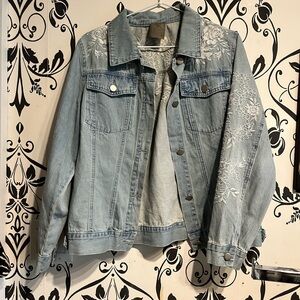 Embroidered Light Blue Denim Jacket - Women's Jean Jacket